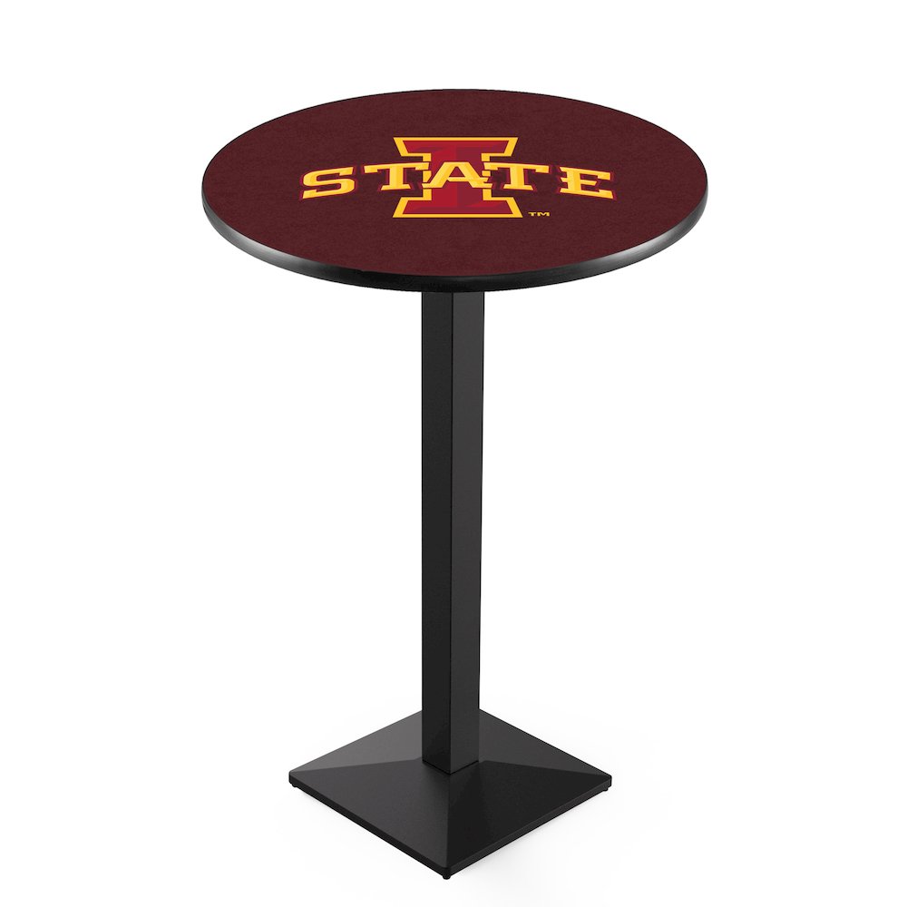L217 Iowa State University 42" Tall - 36" Top Pub Table with Black Wrinkle Finish. Picture 1