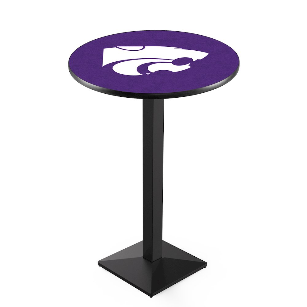 L217 Kansas State University 42" Tall - 36" Top Pub Table with Black Wrinkle Finish. Picture 1