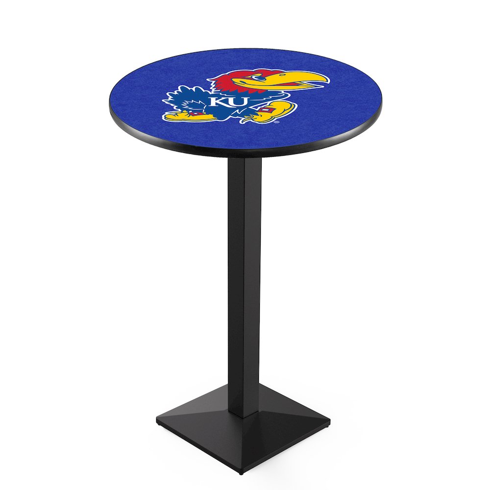 L217 University of Kansas 42' Tall - 36' Top Pub Table w/ Black Wrinkle Finish. Picture 1