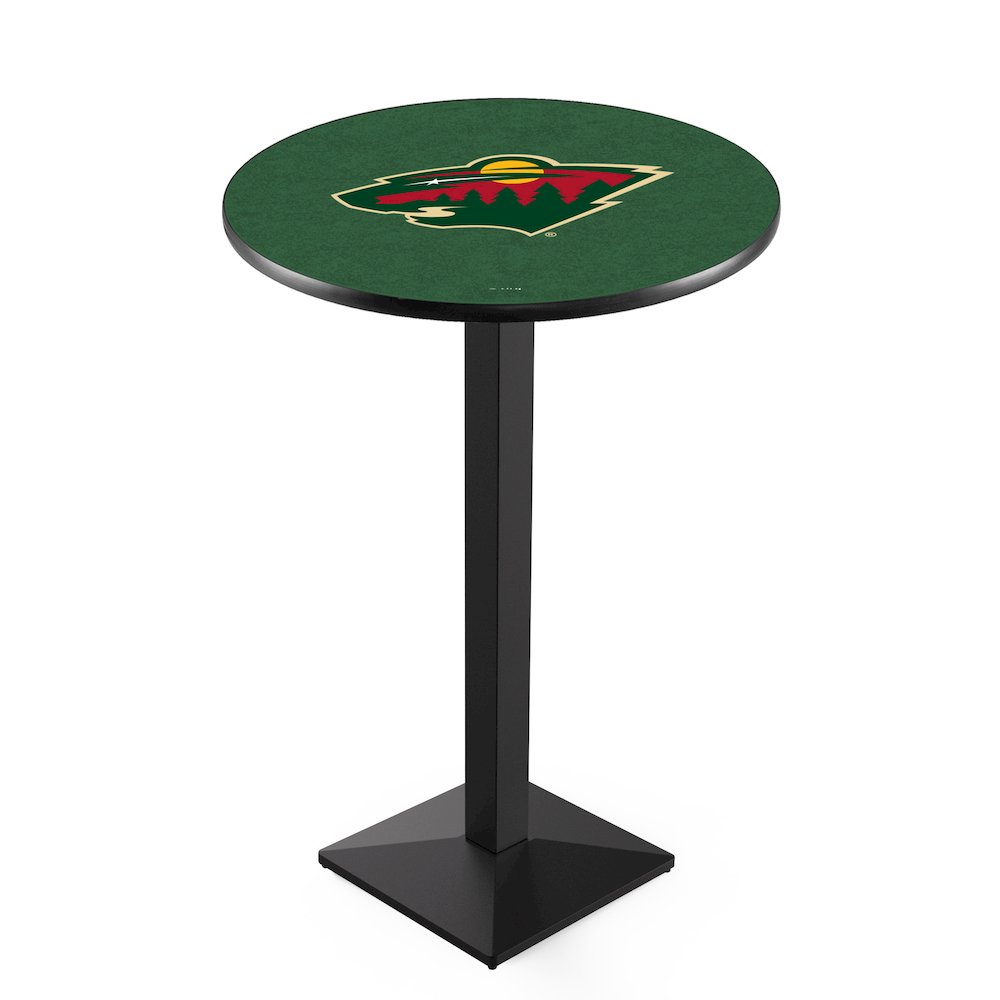 L217 Minnesota Wild 42" Tall - 36" Top Pub Table with Black Wrinkle Finish (0039). Picture 1
