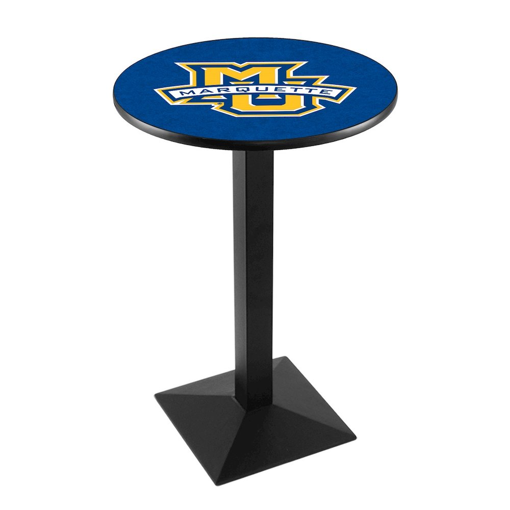 L217 Marquette University 42' Tall - 36' Top Pub Table w/ Black Wrinkle Finish. Picture 1