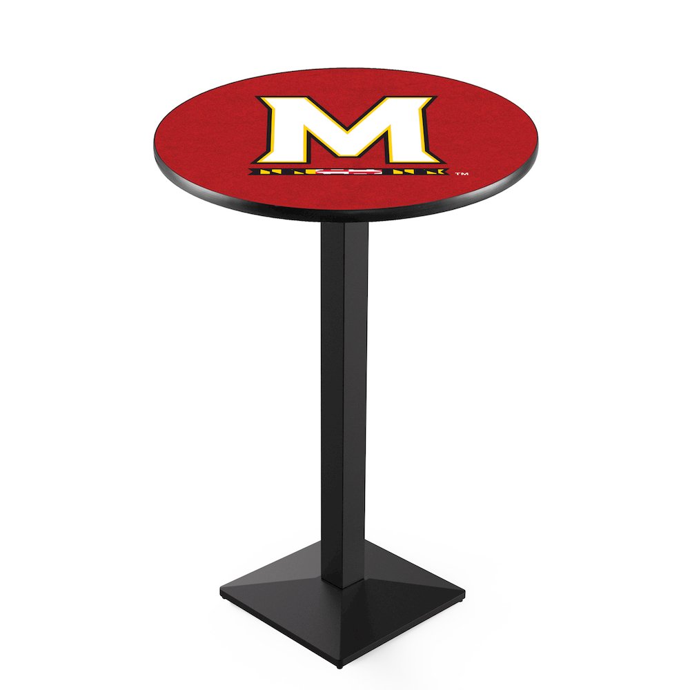 L217 University of Maryland 42' Tall - 36' Top Pub Table w/ Black Wrinkle Finish. Picture 1