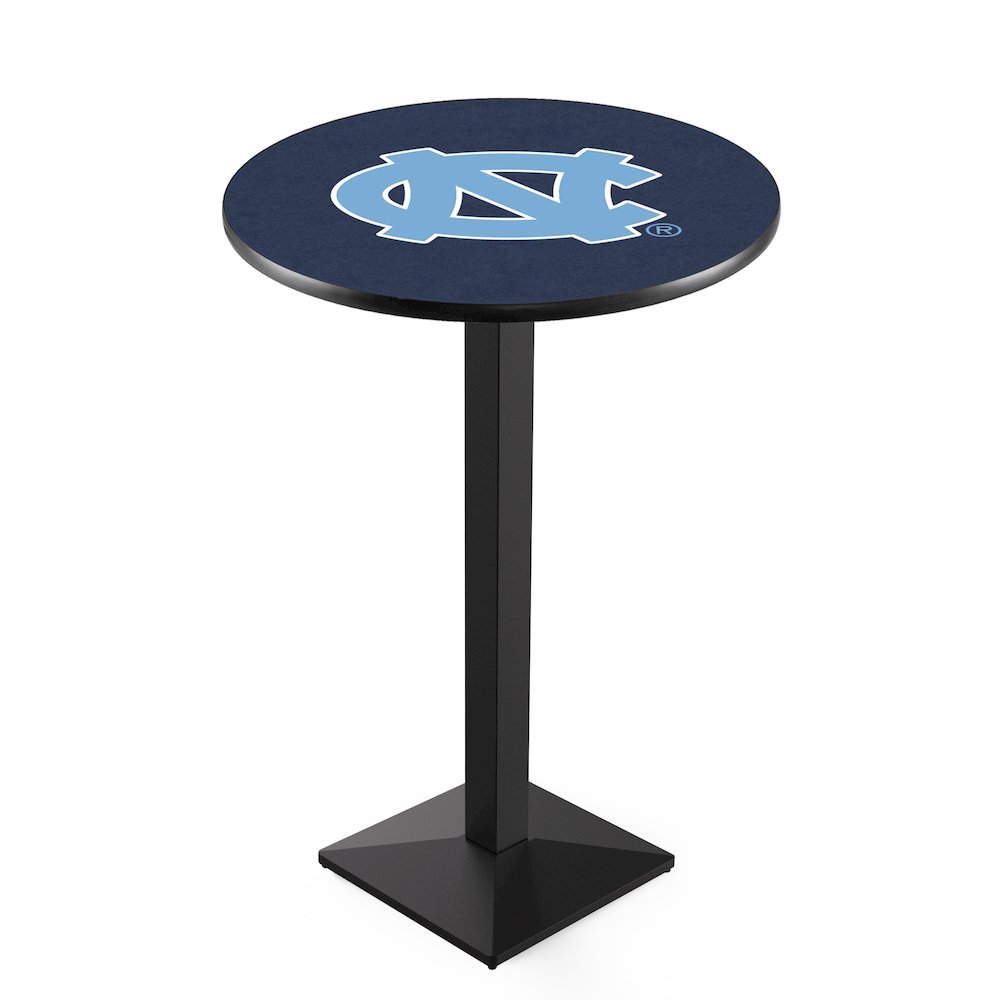 L217 University of North Carolina 42" Tall - 36" Top Pub Table with Black Wrinkle Finish. Picture 1