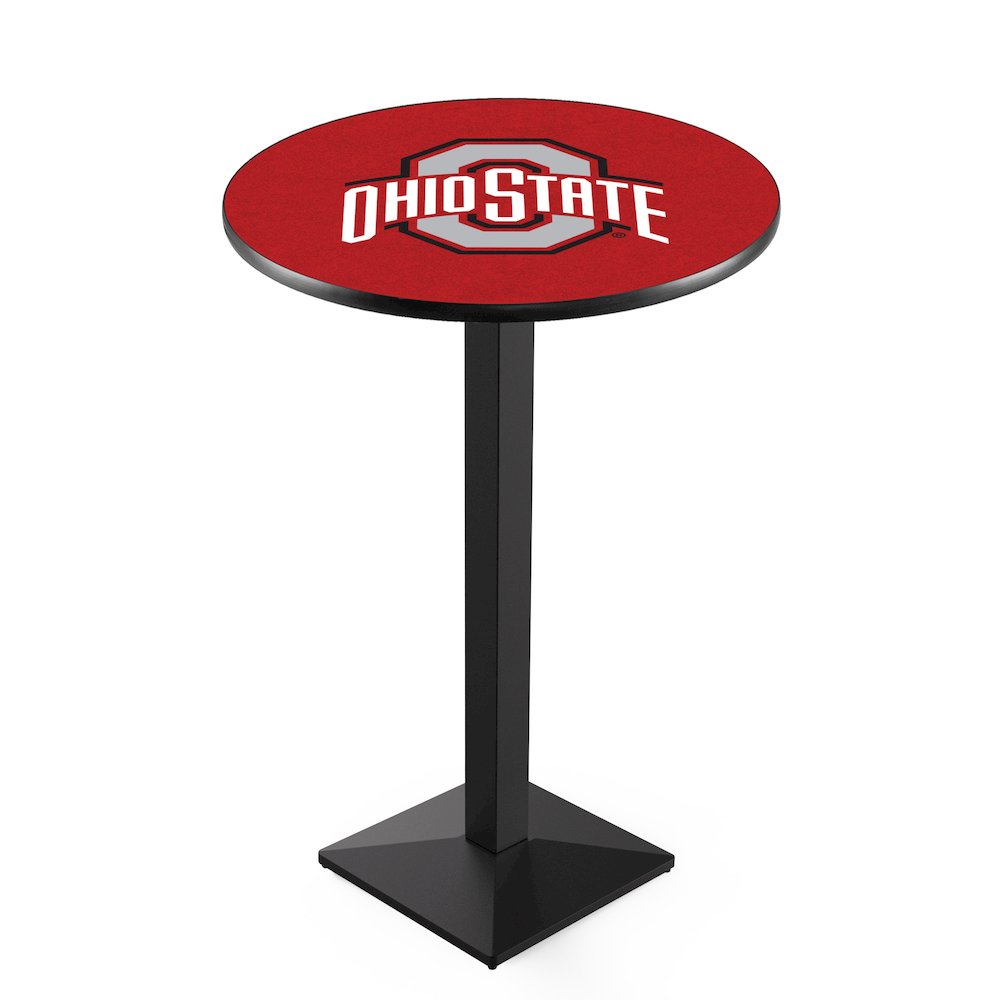 L217 Ohio State University 42" Tall - 36" Top Pub Table with Black Wrinkle Finish. Picture 1