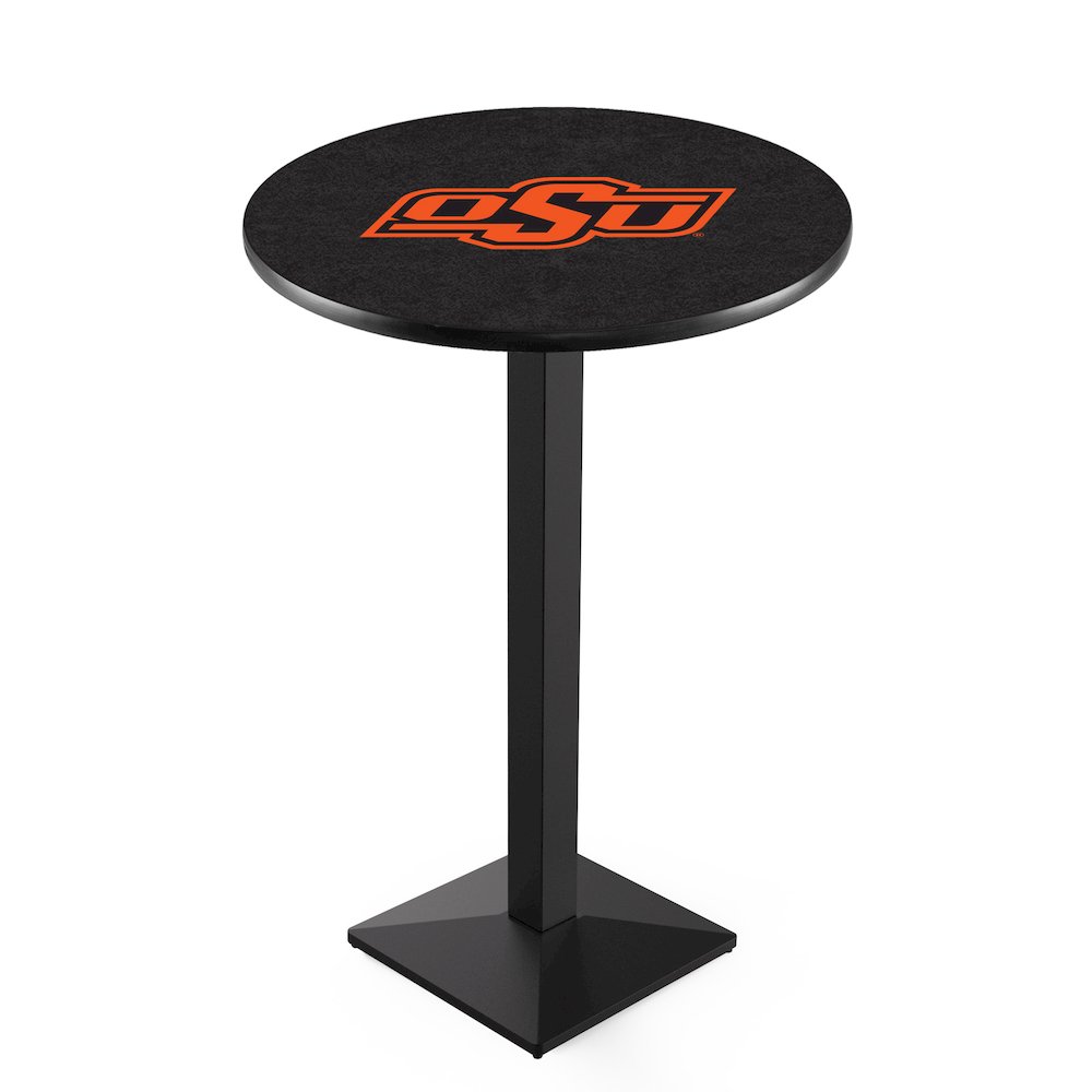 L217 Oklahoma State University 42" Tall - 36" Top Pub Table with Black Wrinkle Finish. Picture 1