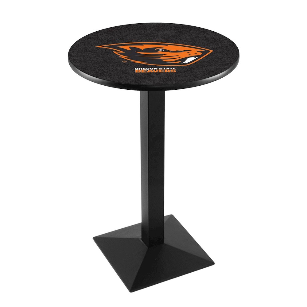 L217 Oregon State University 42' Tall - 36' Top Pub Table w/ Black Wrinkle Finish. Picture 1