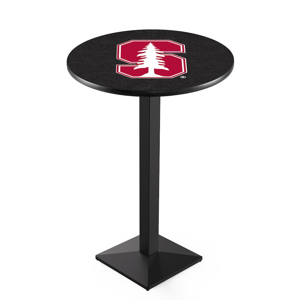 L217 Stanford University 42" Tall - 36" Top Pub Table with Black Wrinkle Finish. Picture 1