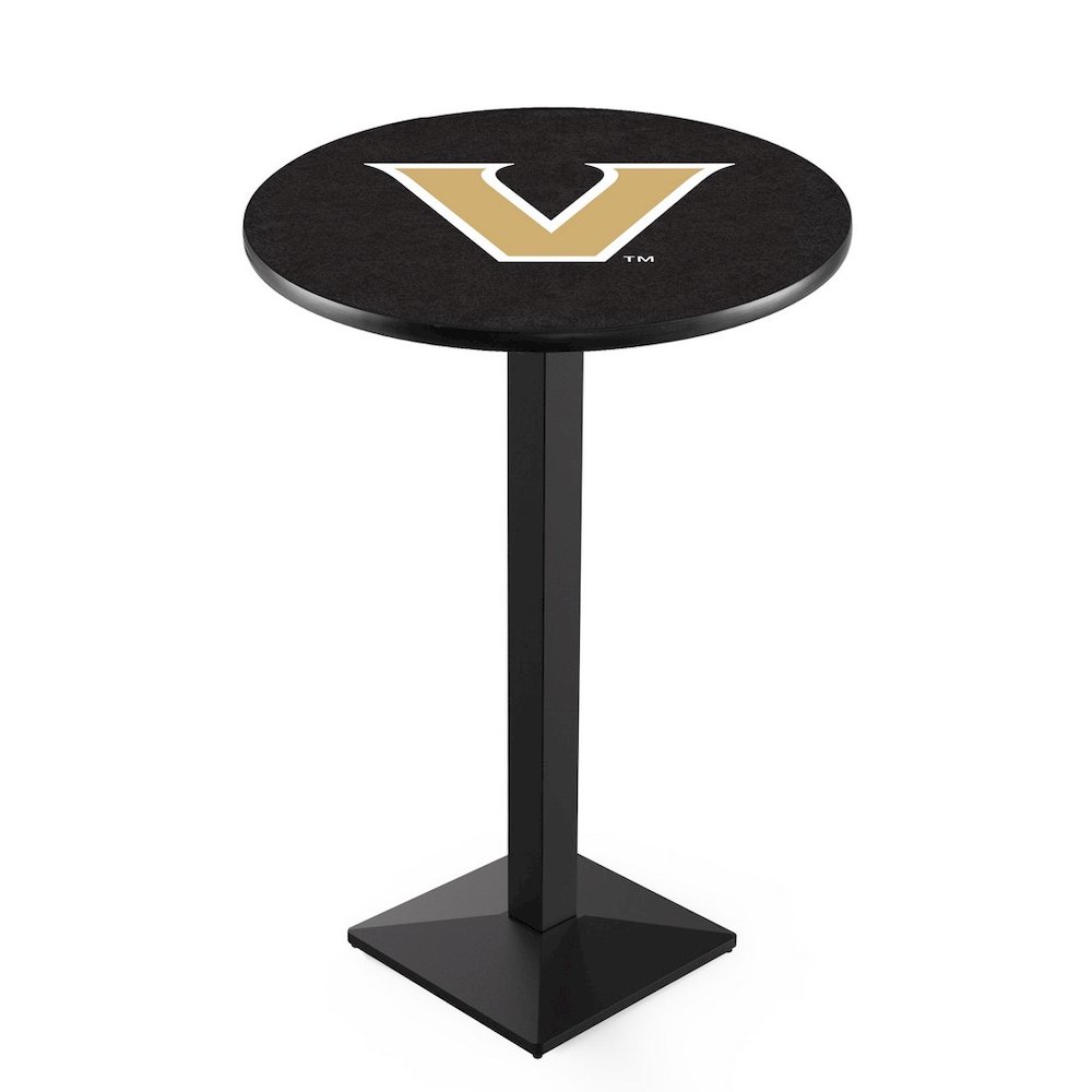 L217 Vanderbilt University 42" Tall - 36" Top Pub Table with Black Wrinkle Finish. Picture 1