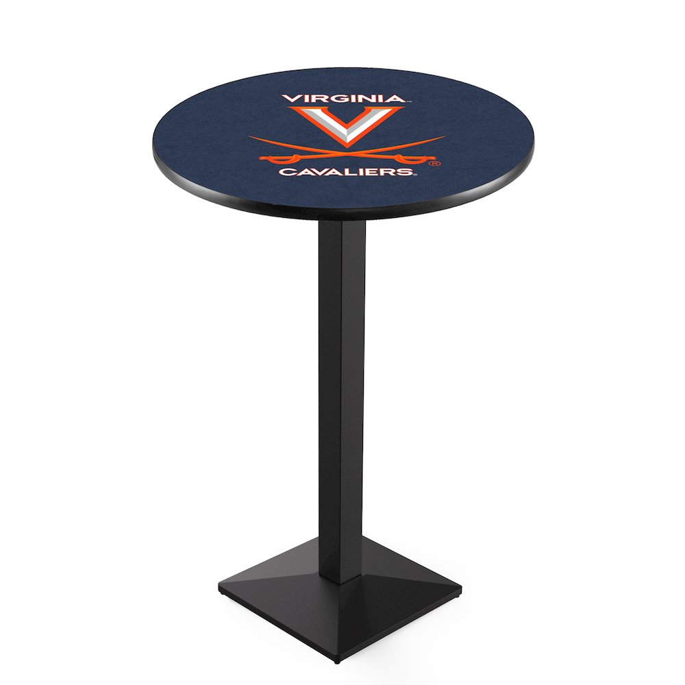 L217 University of Virginia 42" Tall - 36" Top Pub Table with Black Wrinkle Finish. Picture 1