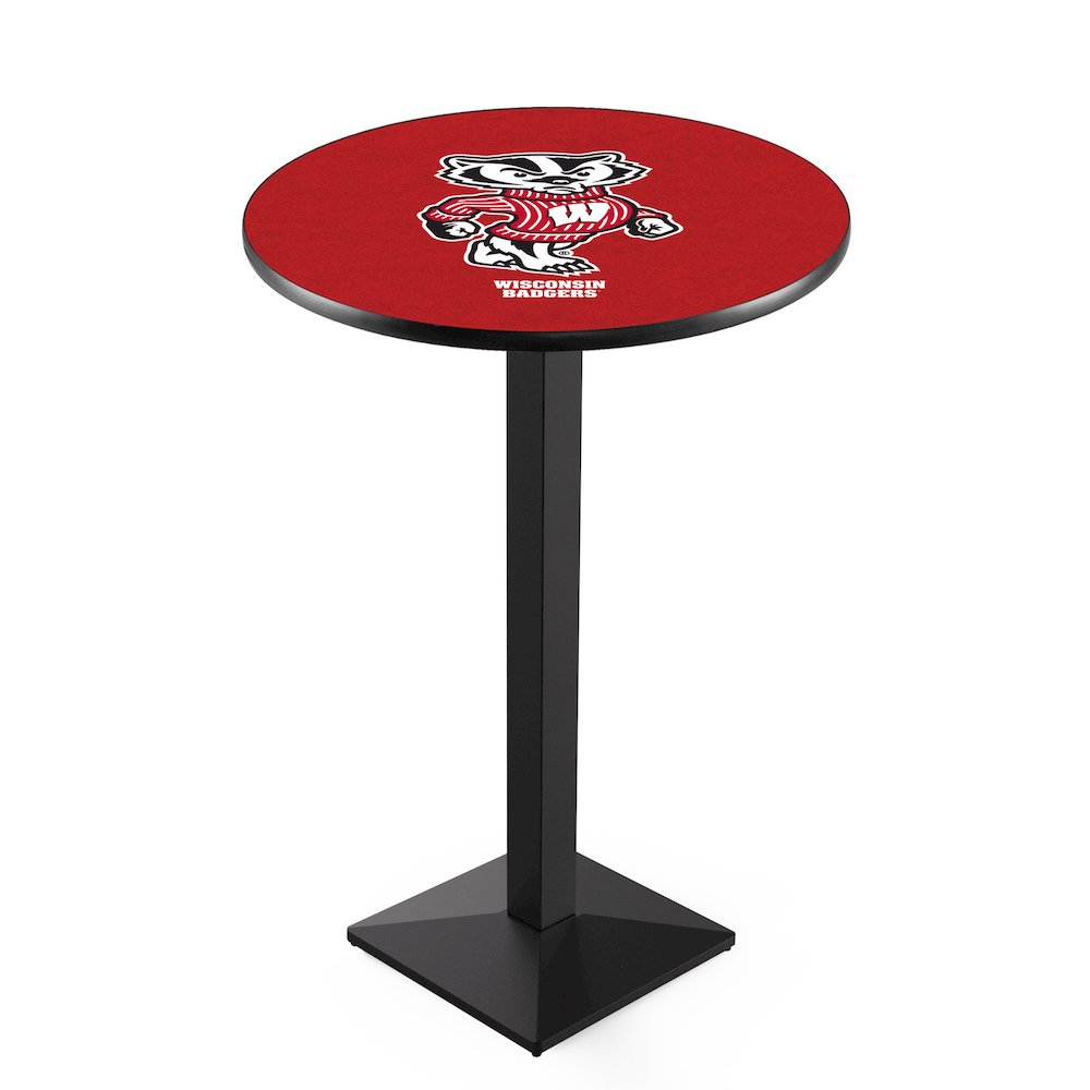 L217 University of Wisconsin (Badger)  42' Tall - 36' Top Pub Table w/ Black Wrinkle Finish. Picture 1