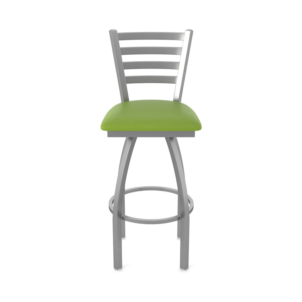410 Jackie Stainless Steel 36" Swivel Bar Stool with Canter Kiwi Green Seat. Picture 5