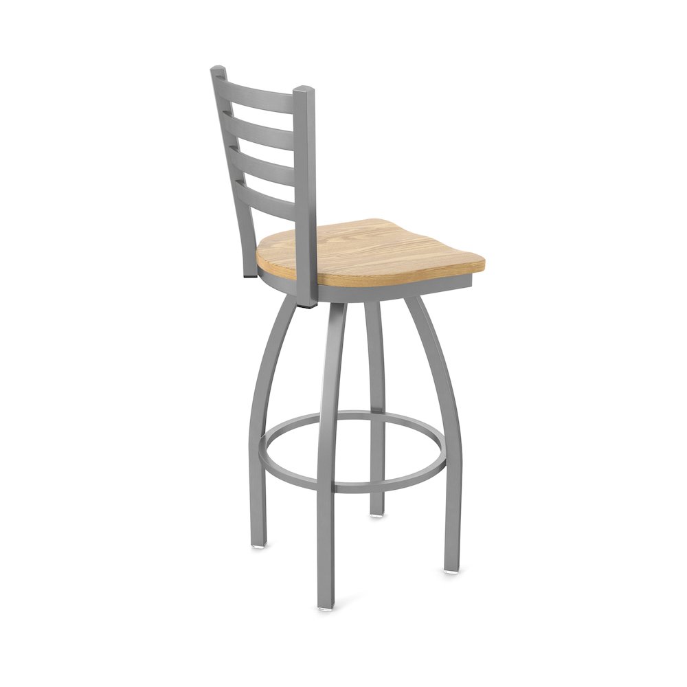 410 Jackie Stainless Steel 25" Swivel Counter Stool with Natural Oak Seat. Picture 2