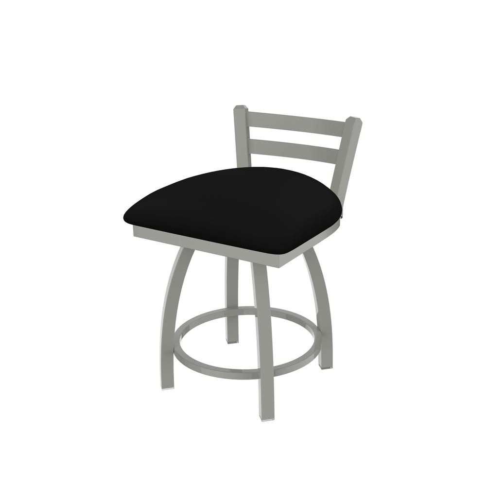 411 Jackie 18" Low Back Swivel Vanity Stool with Anodized Nickel Finish and Black Vinyl Seat. Picture 1