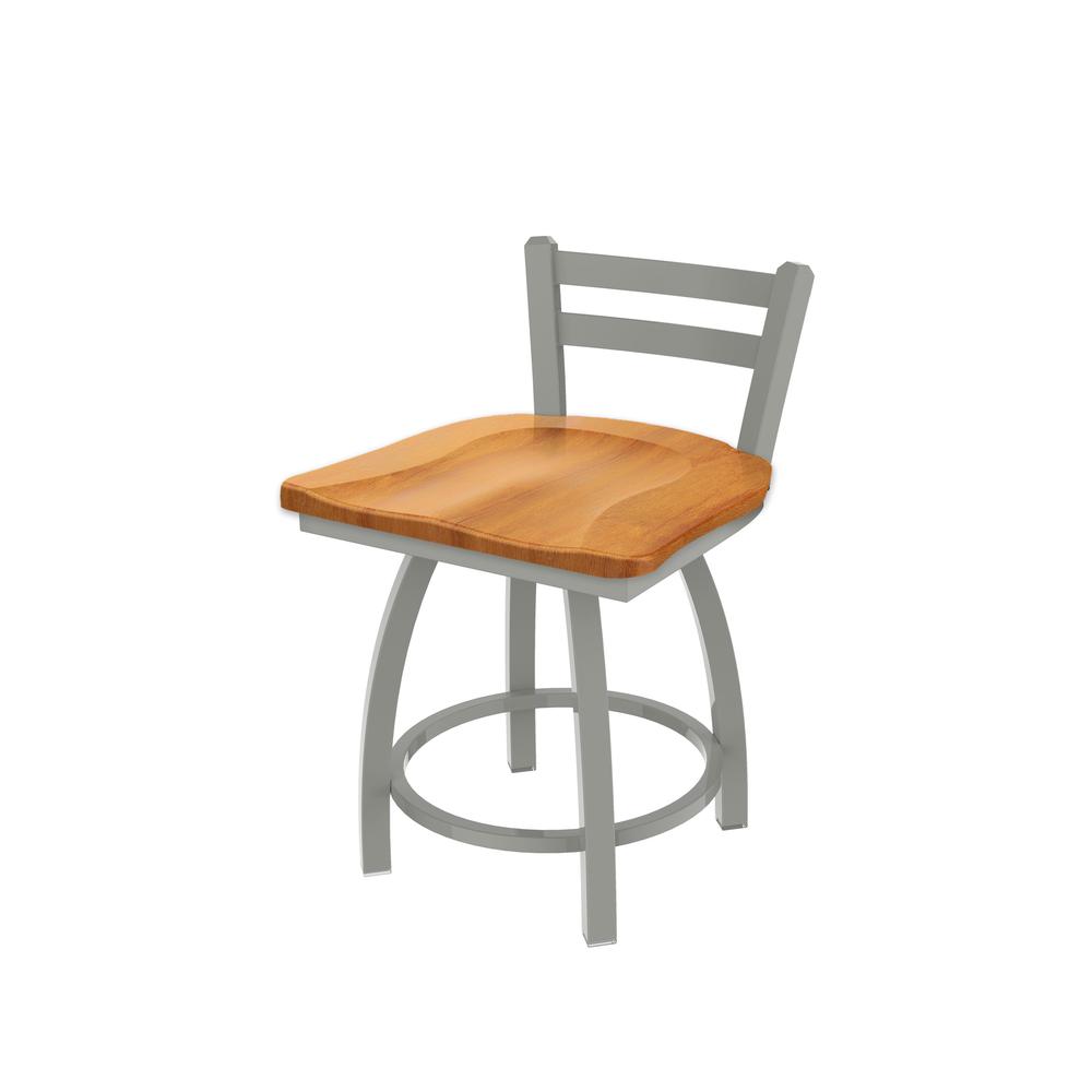 411 Jackie 18" Low Back Swivel Vanity Stool with Anodized Nickel Finish and Medium Maple Seat. Picture 1
