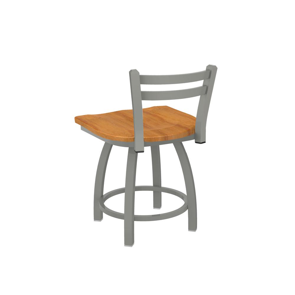 411 Jackie 18" Low Back Swivel Vanity Stool with Anodized Nickel Finish and Medium Maple Seat. Picture 2
