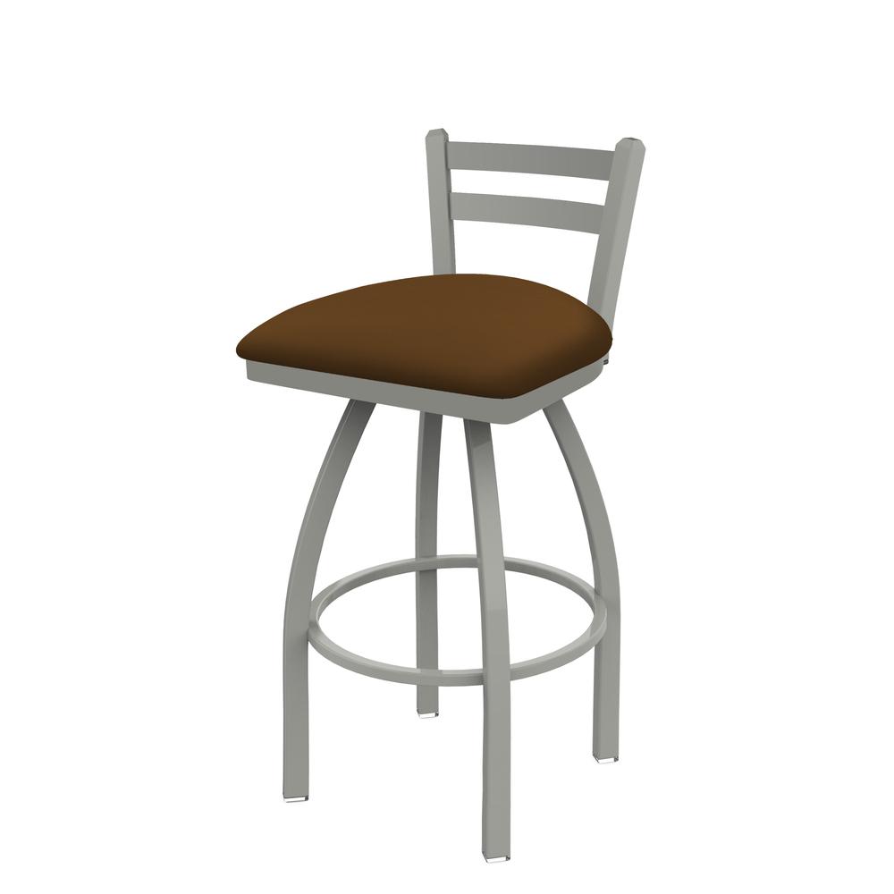 411 Jackie 30" Low Back Swivel Bar Stool with Anodized Nickel Finish and Canter Thatch Seat. Picture 1