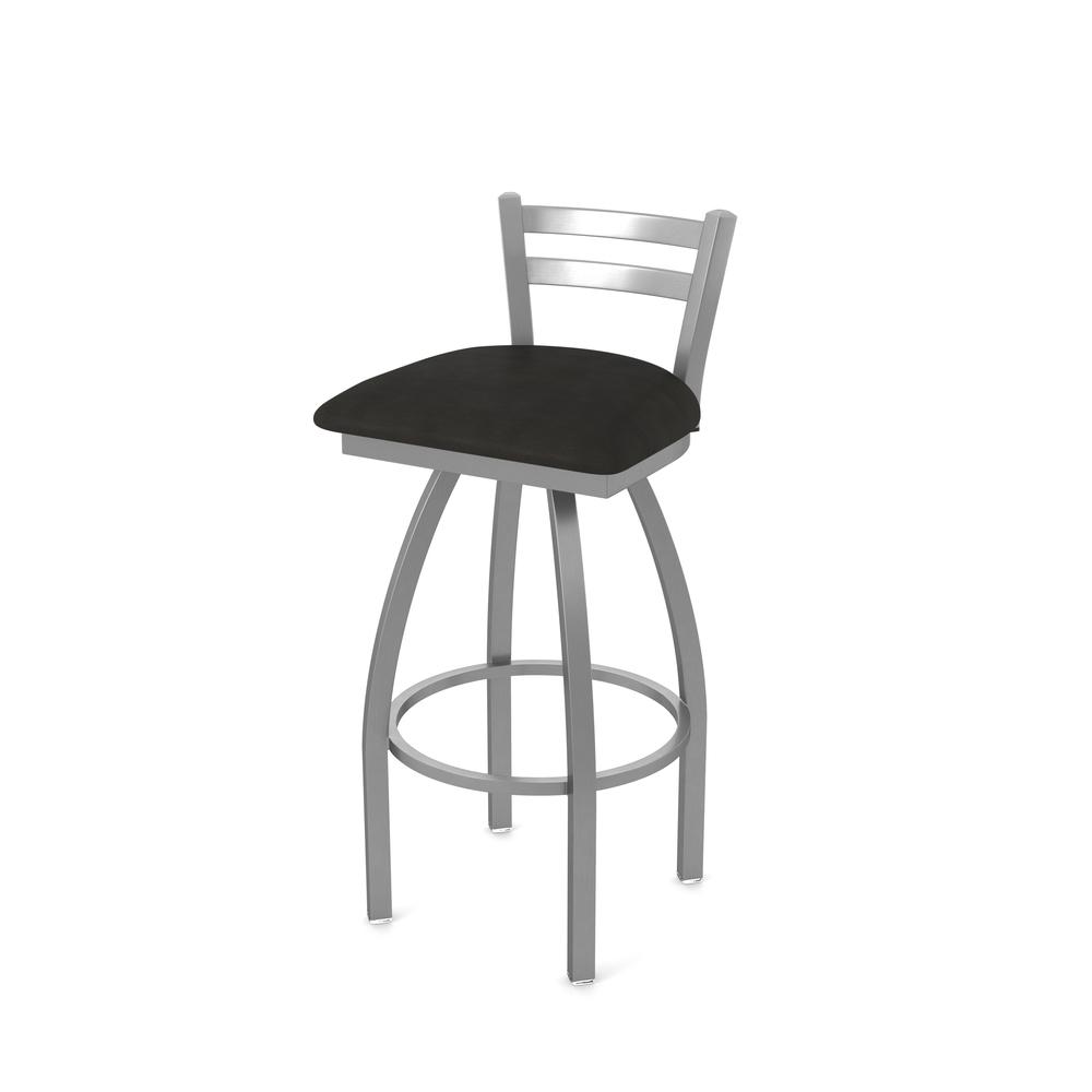 411 Jackie Low Back Stainless Steel 25" Swivel Counter Stool with Canter Espresso Seat. Picture 1
