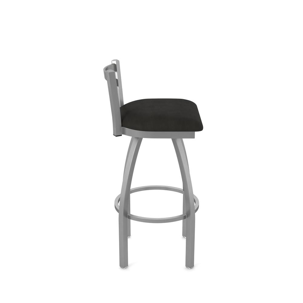 411 Jackie Low Back Stainless Steel 25" Swivel Counter Stool with Canter Espresso Seat. Picture 4
