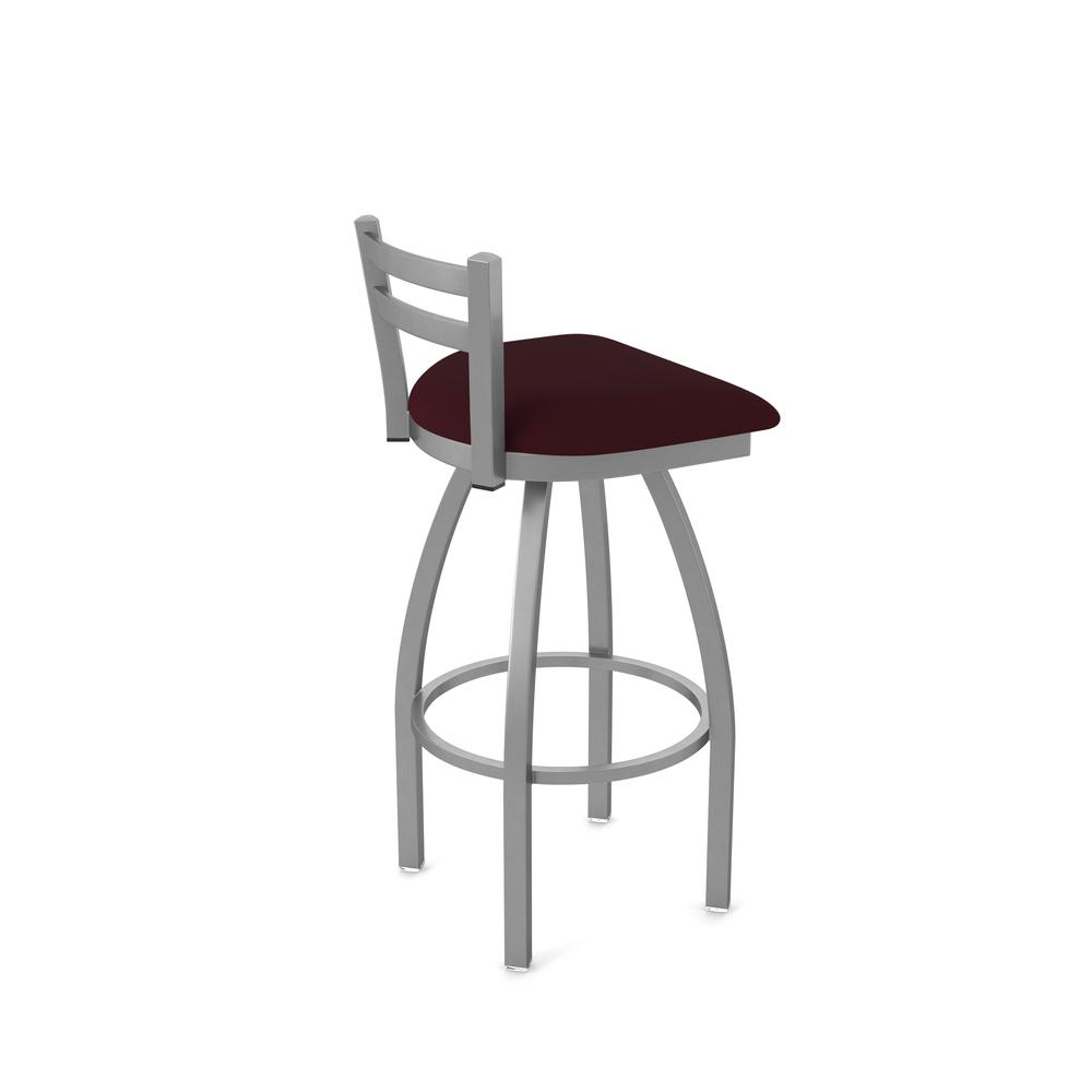 411 Jackie Low Back Stainless Steel 25" Swivel Counter Stool with Canter Bordeaux Seat. Picture 2