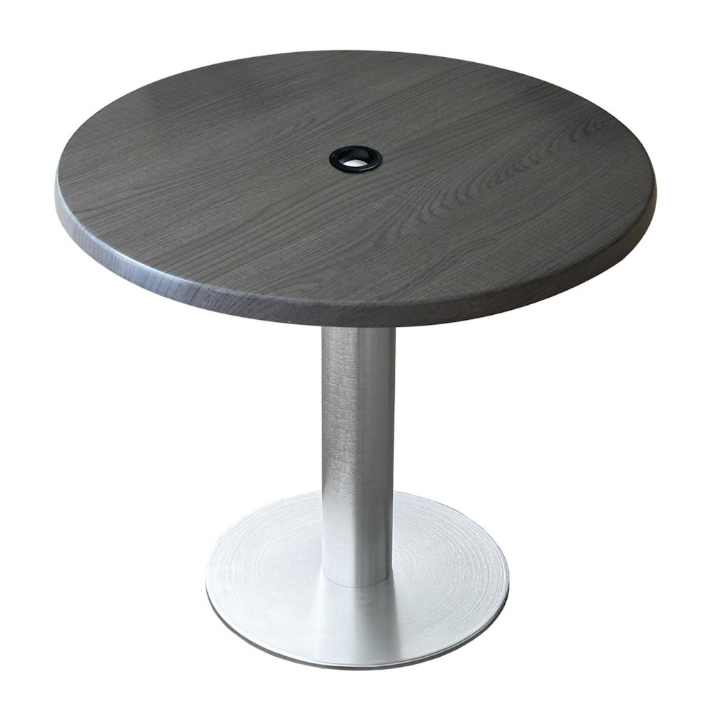 All-Season Table with 30" Diameter Charcoal Top with Umbrella Hole. Picture 1