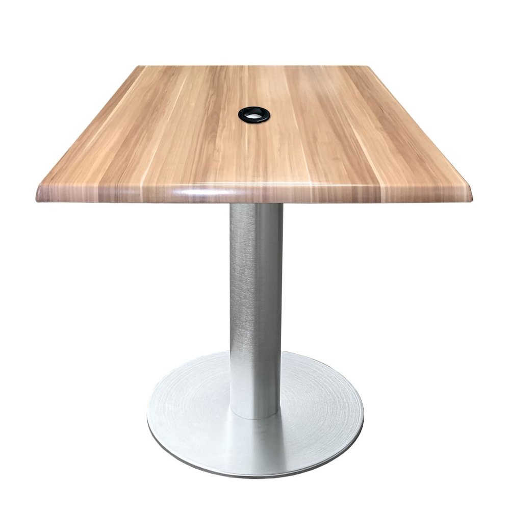 All-Season Table with 30" x 30" Square Natural Top with Umbrella Hole. Picture 1