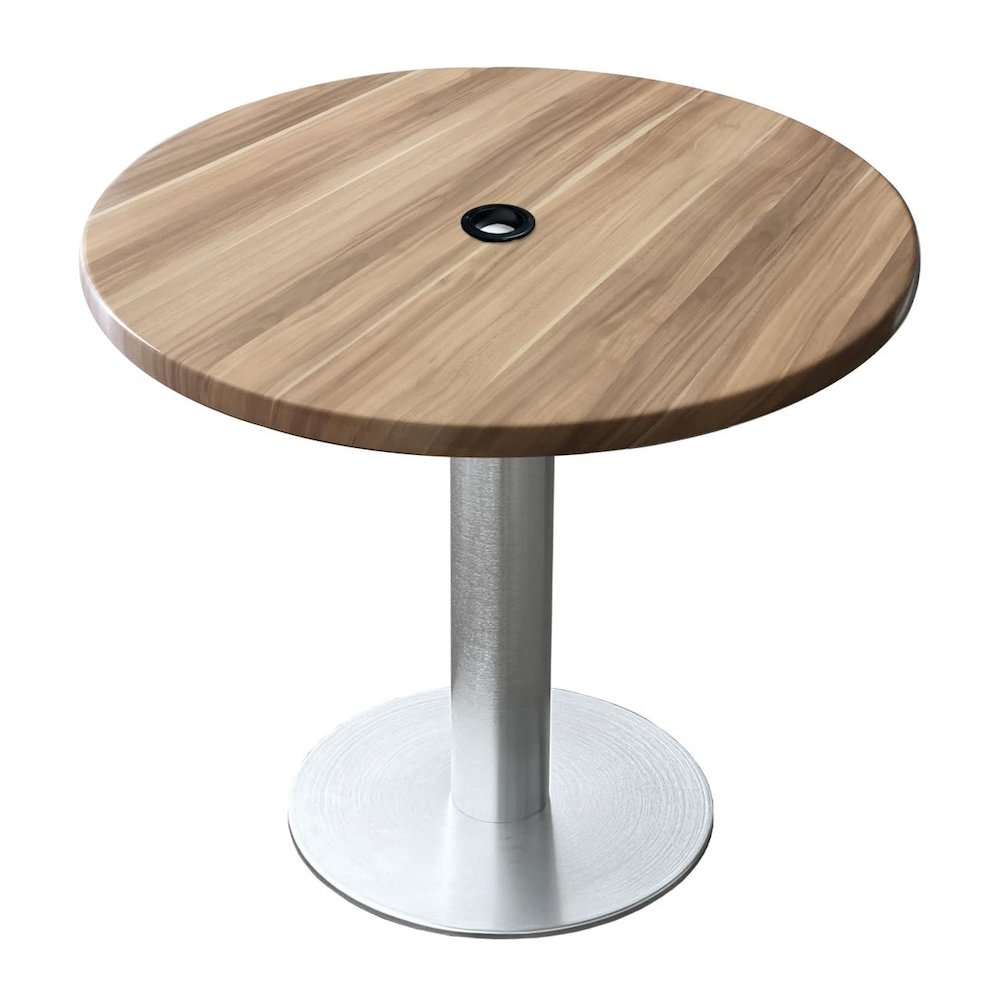 All-Season Table with 30" Diameter Natural Top with Umbrella Hole. Picture 1