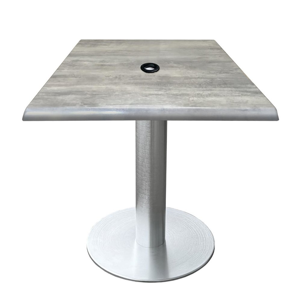 All-Season Table with 36" x 36" Square Greystone Top with Umbrella Hole. Picture 1