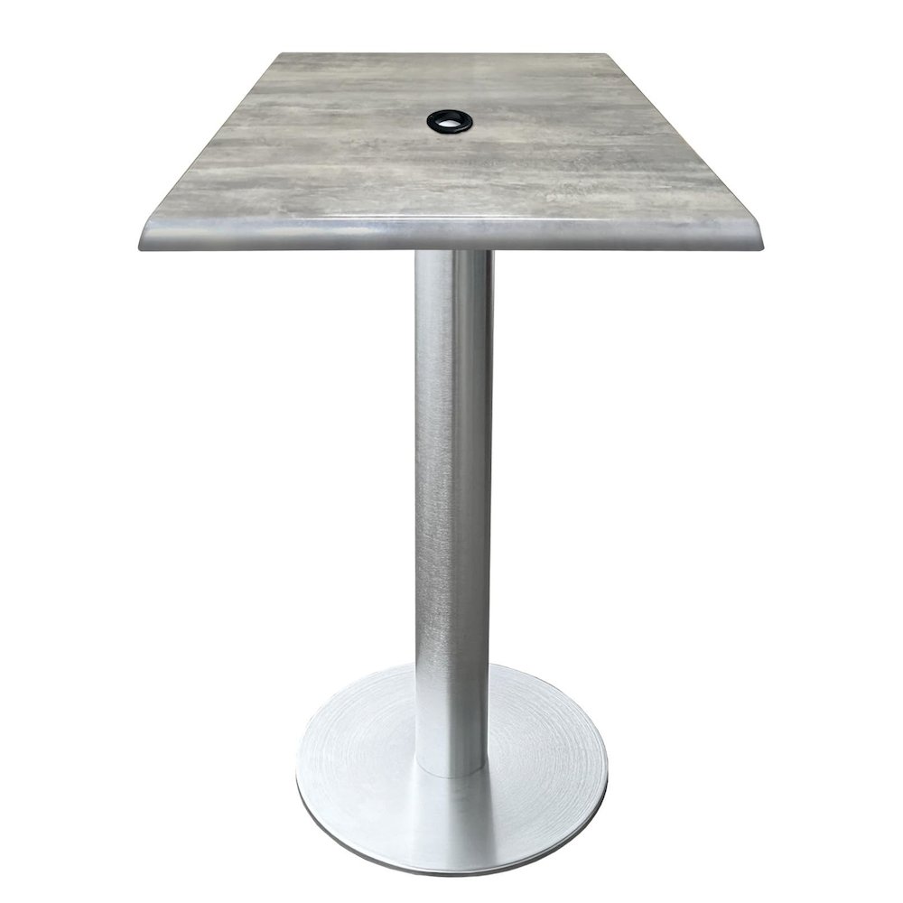 All-Season Table with 30" x 30" Square Greystone Top with Umbrella Hole. Picture 1
