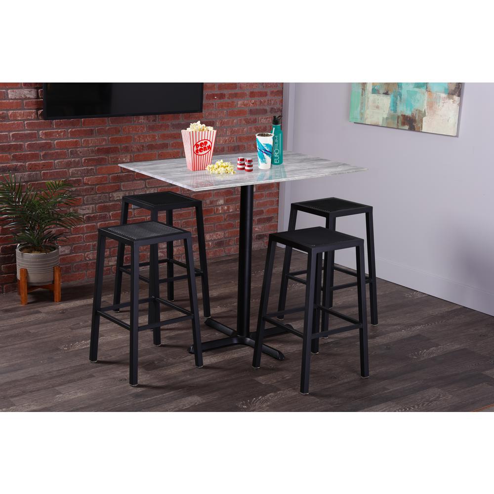 30" Tall OD211 Indoor/Outdoor All-Season Table with 36" Diameter Black Marble Top. Picture 3