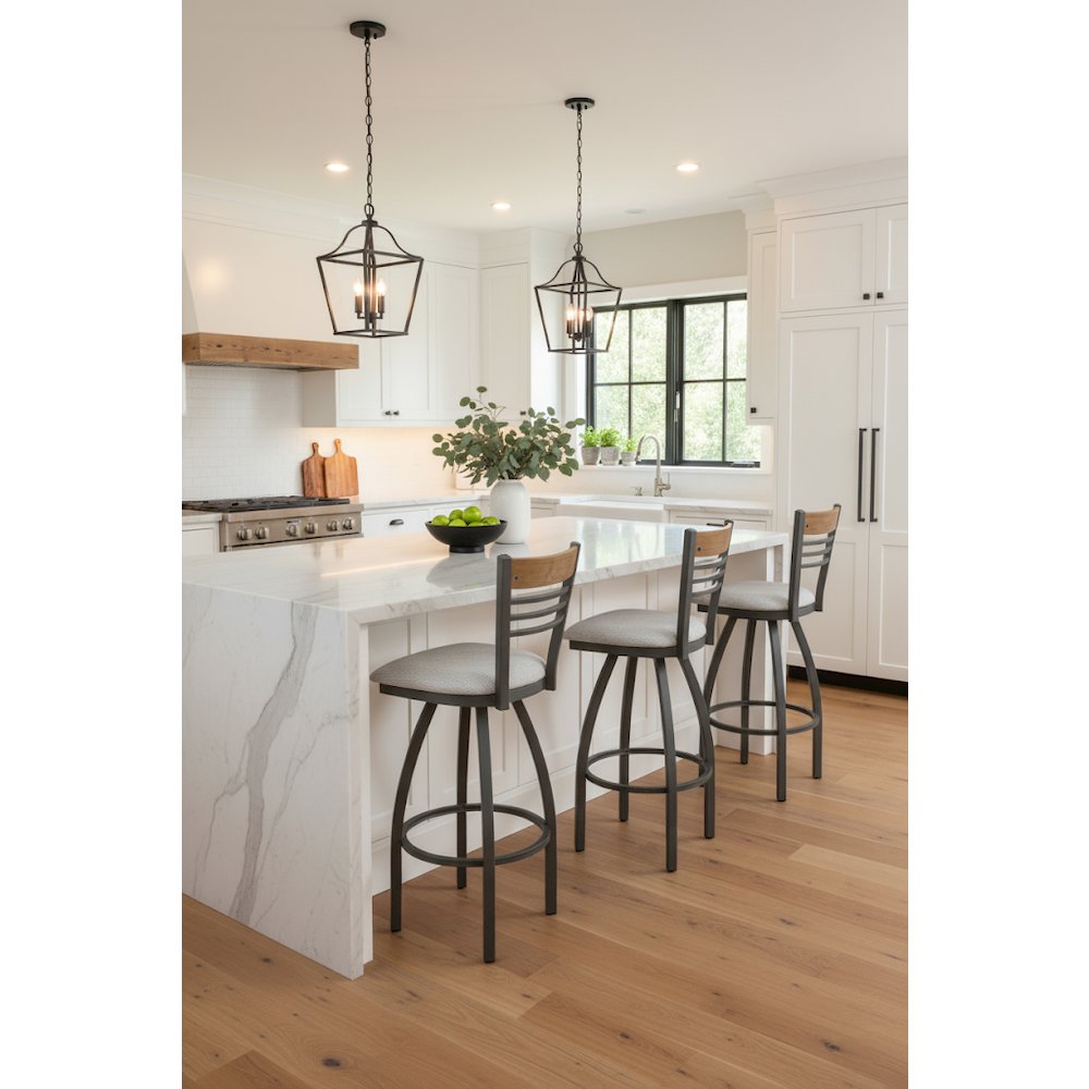 36" Swivel Extra Tall Bar Stool, Pewter Finish, Medium Back, Canter Saddle Seat. Picture 7