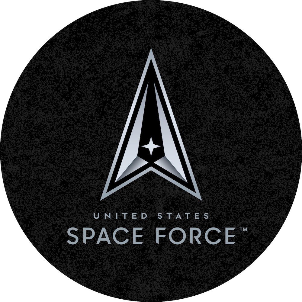 United States Space Force 36" Tall - 36" Top Pub Table with Black Wrinkle Finish. Picture 2
