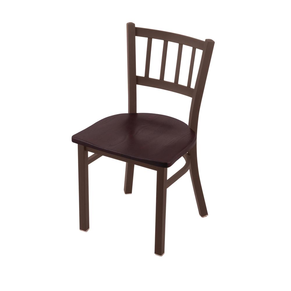 610 Contessa 18" Chair with Bronze Finish and Dark Cherry Oak Seat. Picture 1
