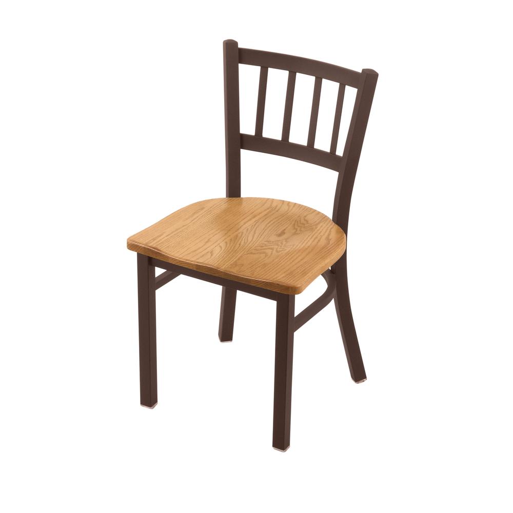 610 Contessa 18" Chair with Bronze Finish and Medium Oak Seat. Picture 1