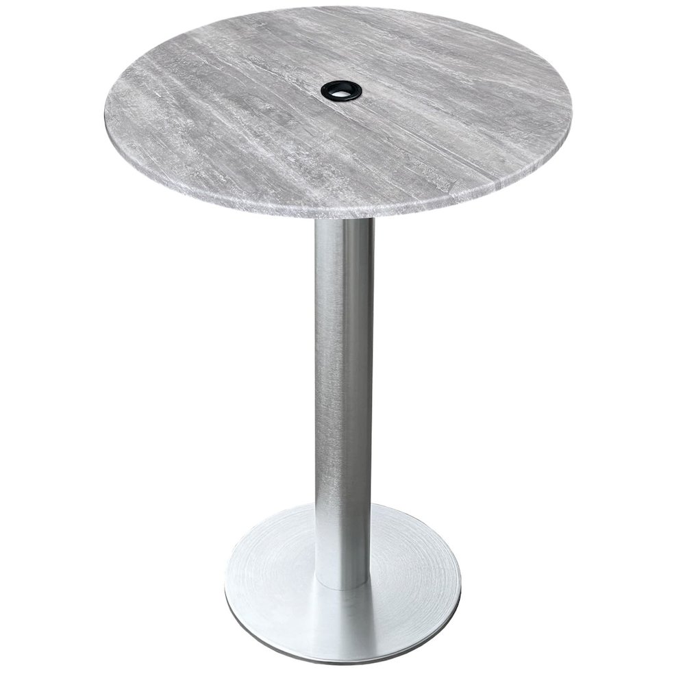 All-Season Table with 32" Diameter Greystone Top with Umbrella Hole. Picture 1