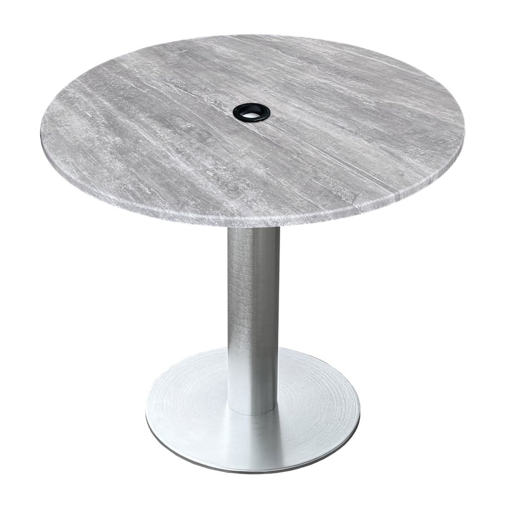 All-Season Table with 36" Diameter Greystone Top with Umbrella Hole. Picture 1