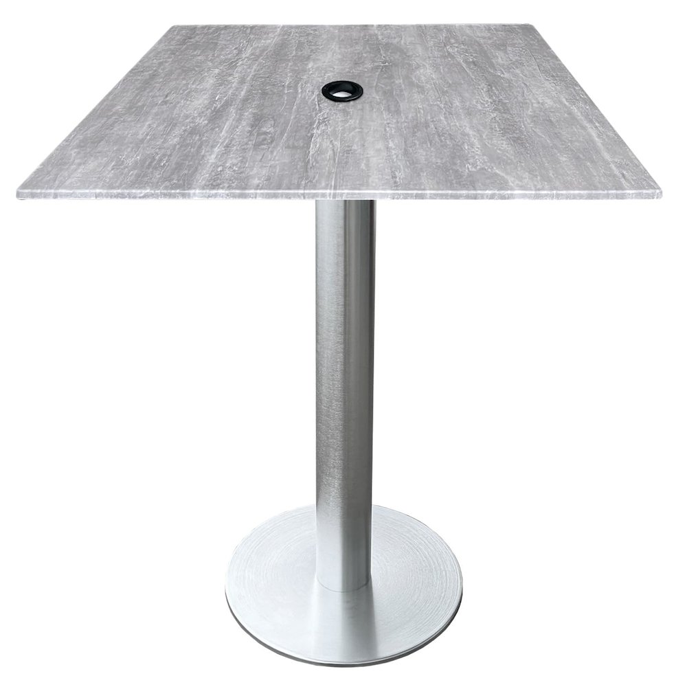All-Season Table with 32" x 32" Square Greystone Top with Umbrella Hole. Picture 1