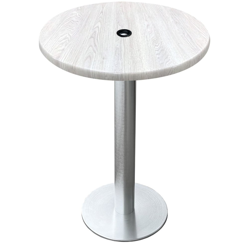 All-Season Table with 36" Diameter White Ash Top with Umbrella Hole. Picture 1