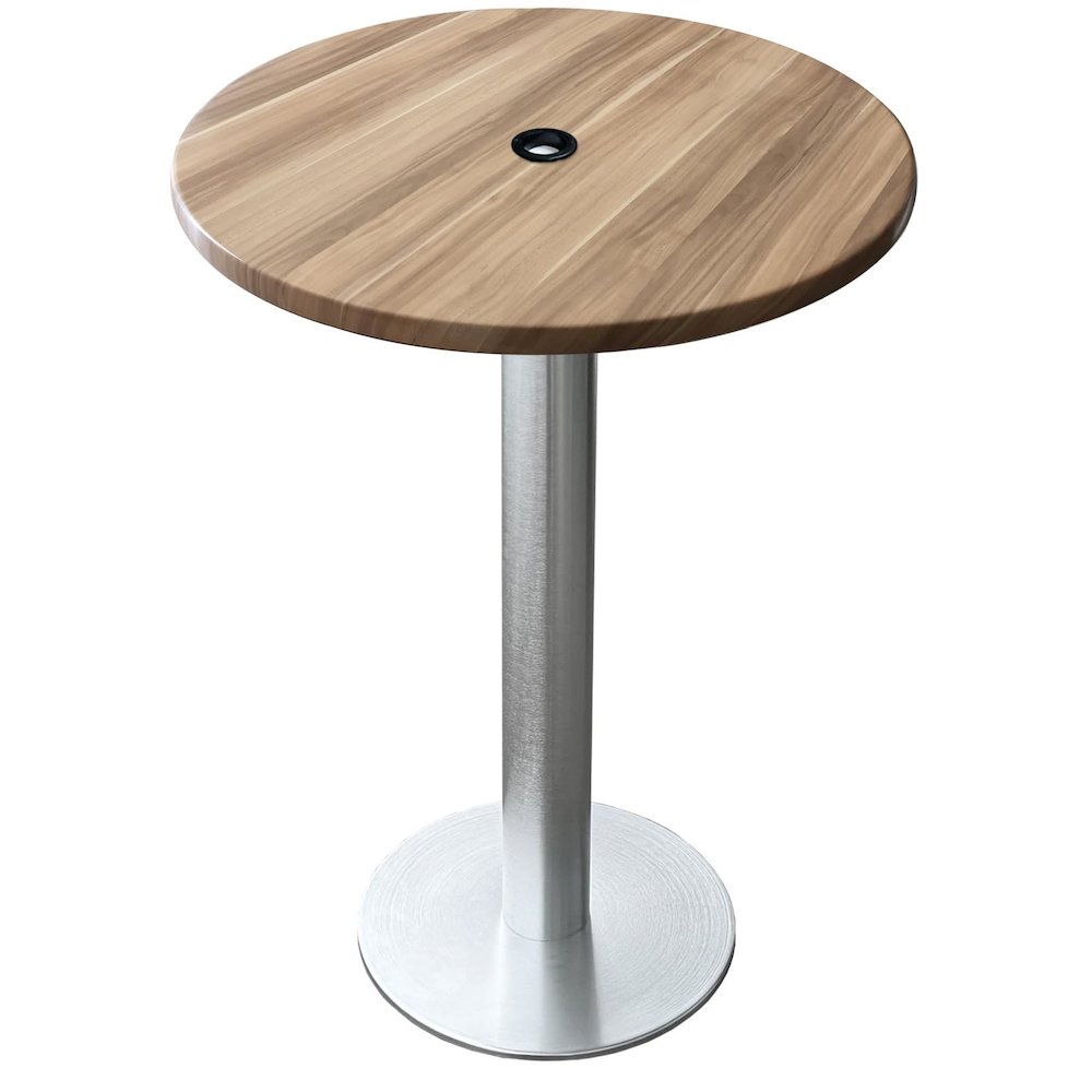 All-Season Table with 36" Diameter Natural Top with Umbrella Hole. Picture 1