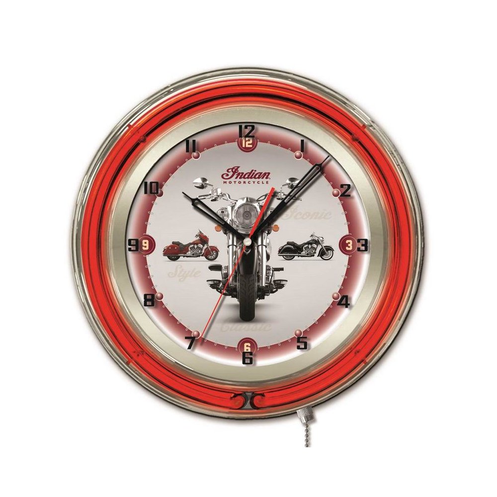 Indian Motorcycle Multi-Bike 19" Neon Clock. Picture 1