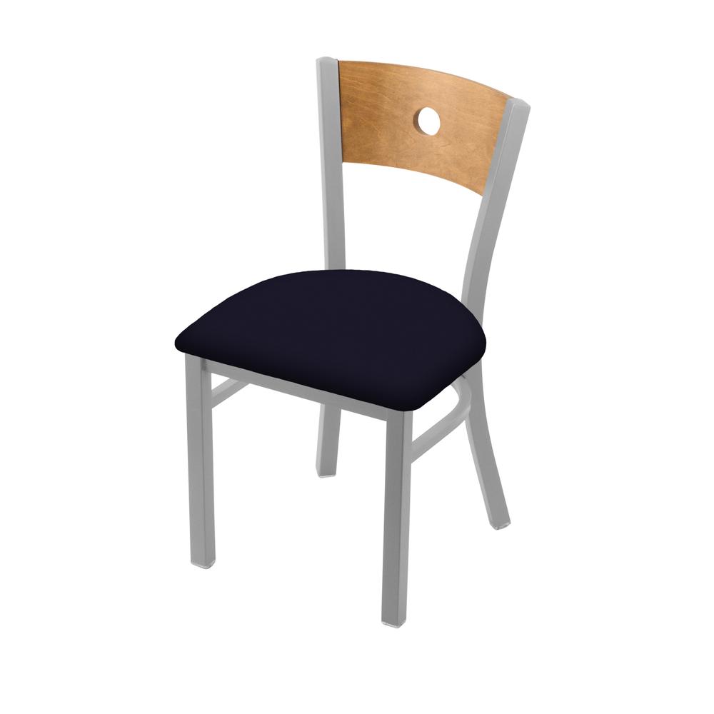 630 Voltaire 18" Chair with Anodized Nickel Finish, Medium Back, and Canter Twilight Seat. Picture 1