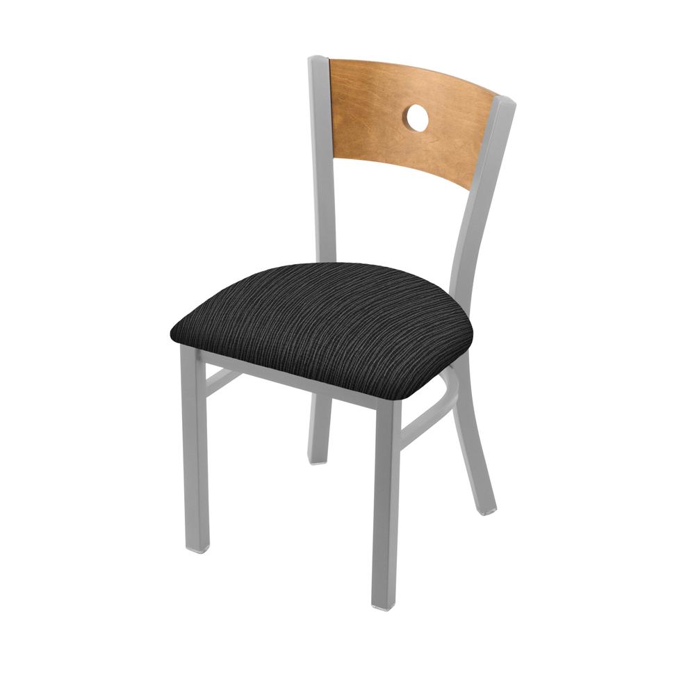 630 Voltaire 18" Chair with Anodized Nickel Finish, Medium Back, and Graph Coal Seat. Picture 1