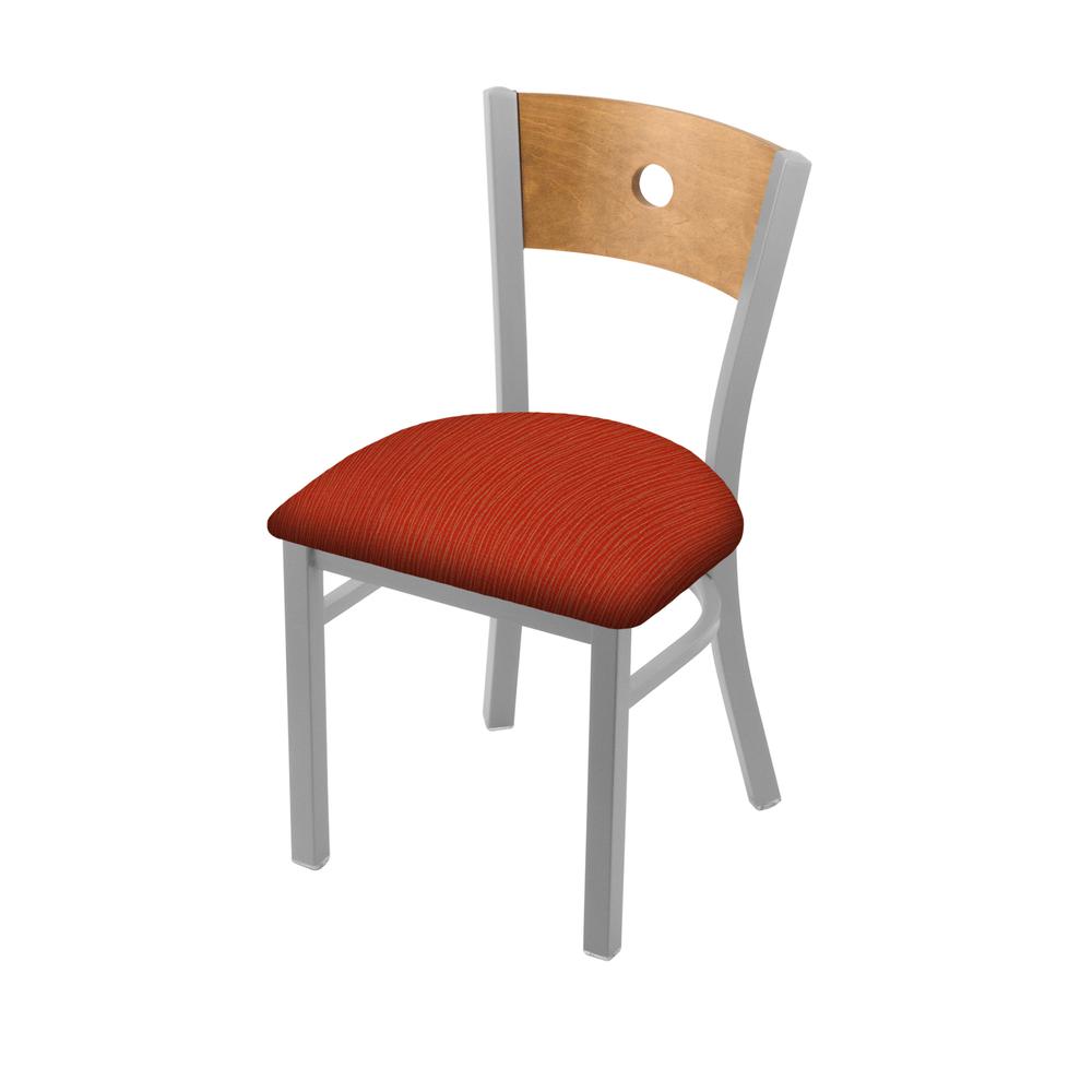 630 Voltaire 18" Chair with Anodized Nickel Finish, Medium Back, and Graph Poppy Seat. Picture 1
