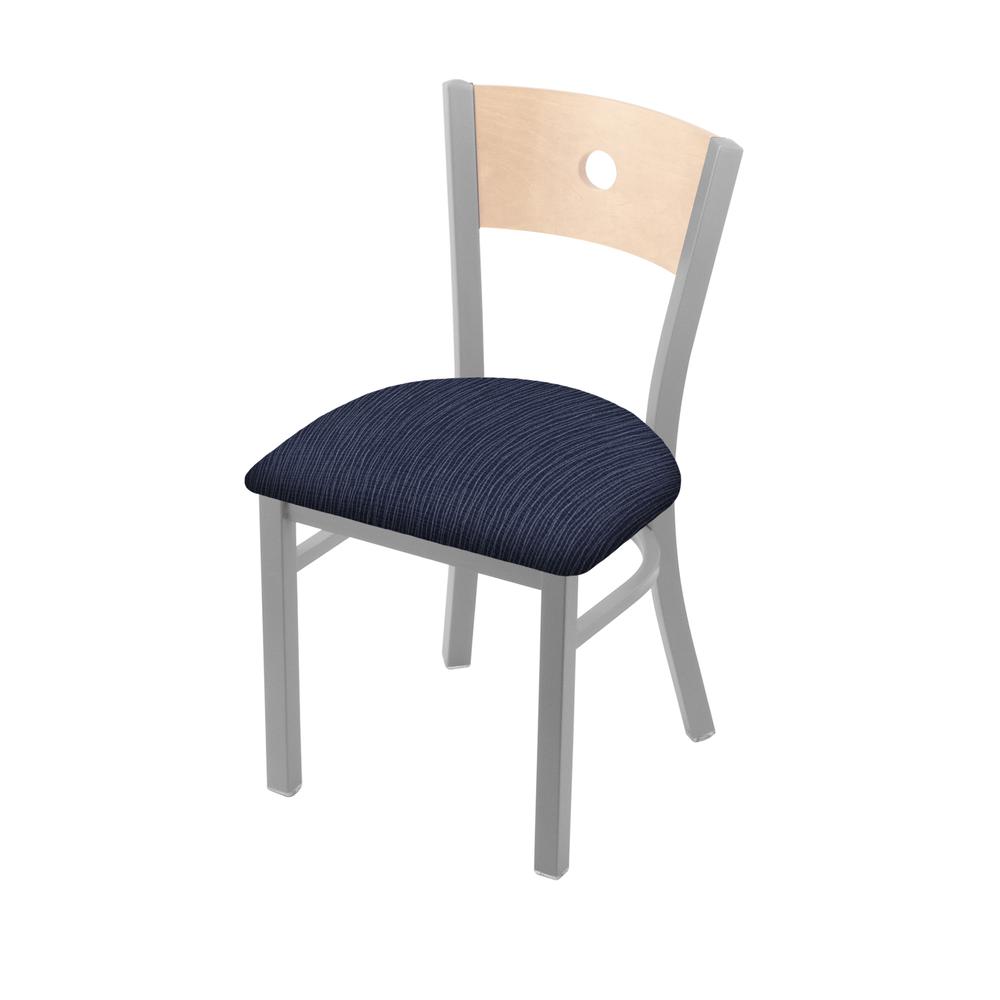 630 Voltaire 18" Chair with Anodized Nickel Finish, Natural Back, and Graph Anchor Seat. Picture 1