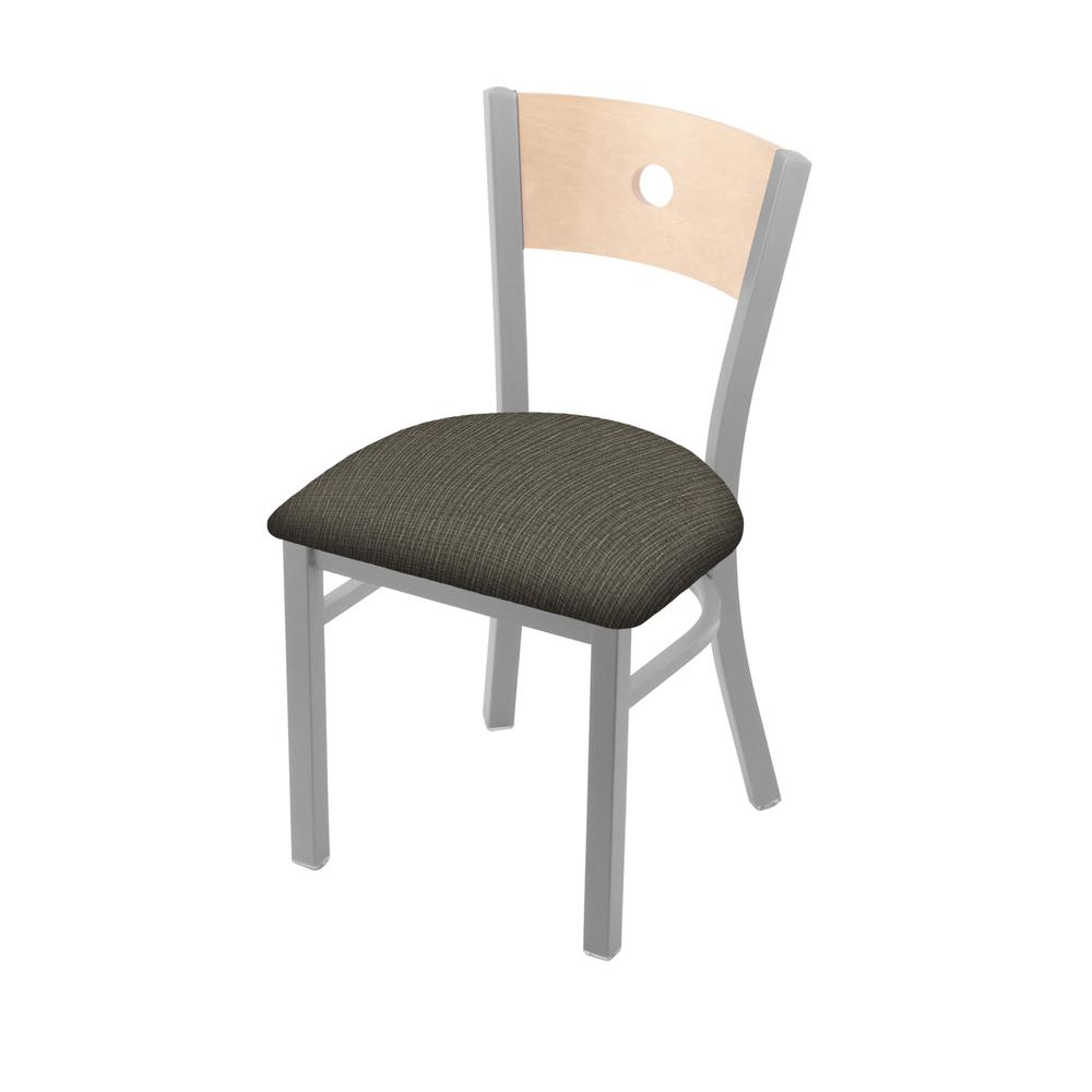 630 Voltaire 18" Chair with Anodized Nickel Finish, Natural Back, and Graph Chalice Seat. Picture 1