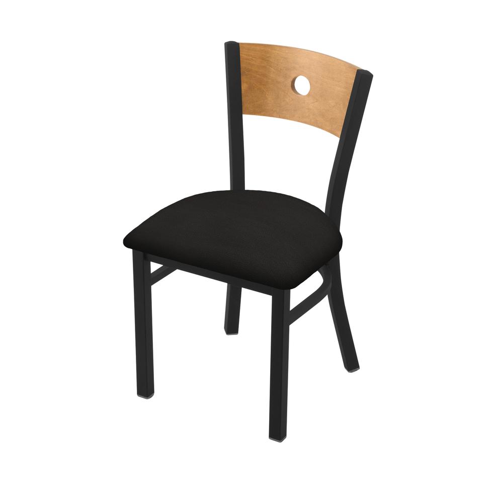 630 Voltaire 18" Chair with Black Wrinkle Finish, Medium Back, and Canter Espresso Seat. Picture 1