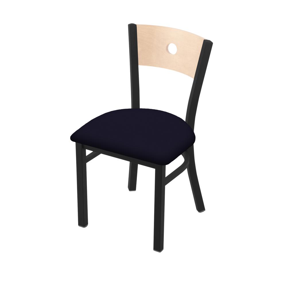 630 Voltaire 18" Chair with Black Wrinkle Finish, Natural Back, and Canter Twilight Seat. Picture 1