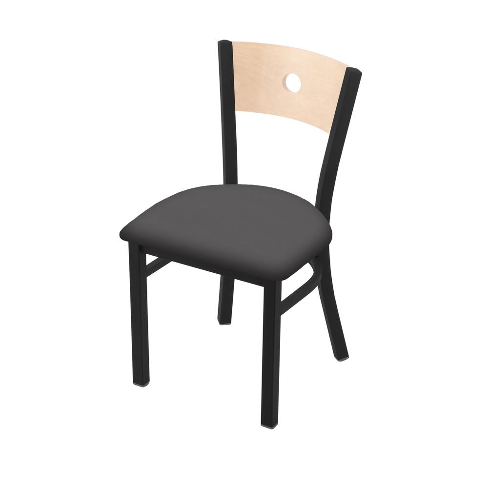 630 Voltaire 18" Chair with Black Wrinkle Finish, Natural Back, and Canter Storm Seat. Picture 1