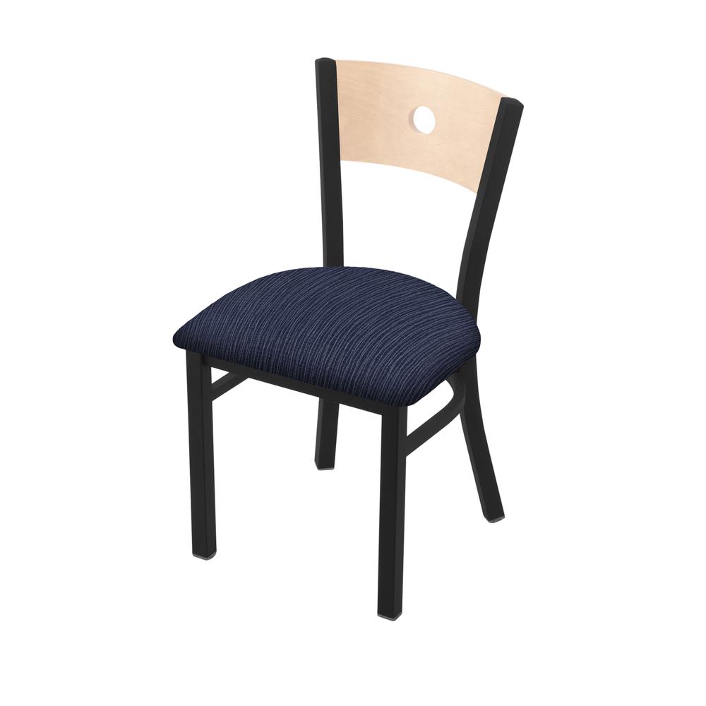 630 Voltaire 18" Chair with Black Wrinkle Finish, Natural Back, and Graph Anchor Seat. Picture 1