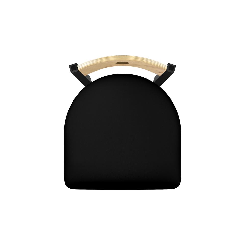 630 Voltaire 18" Chair with Black Wrinkle Finish, Natural Back, and Black Vinyl Seat. Picture 2