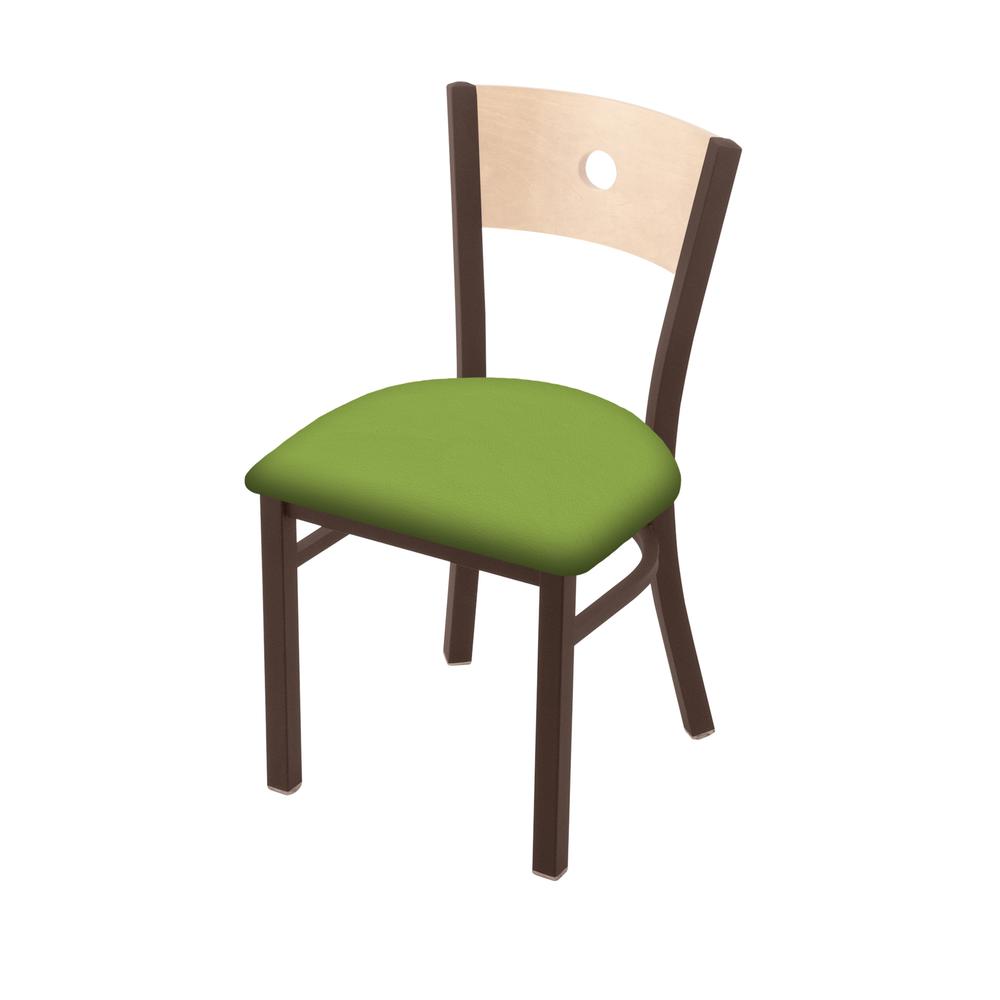 630 Voltaire 18" Chair with Bronze Finish, Natural Back, and Canter Kiwi Green Seat. Picture 1